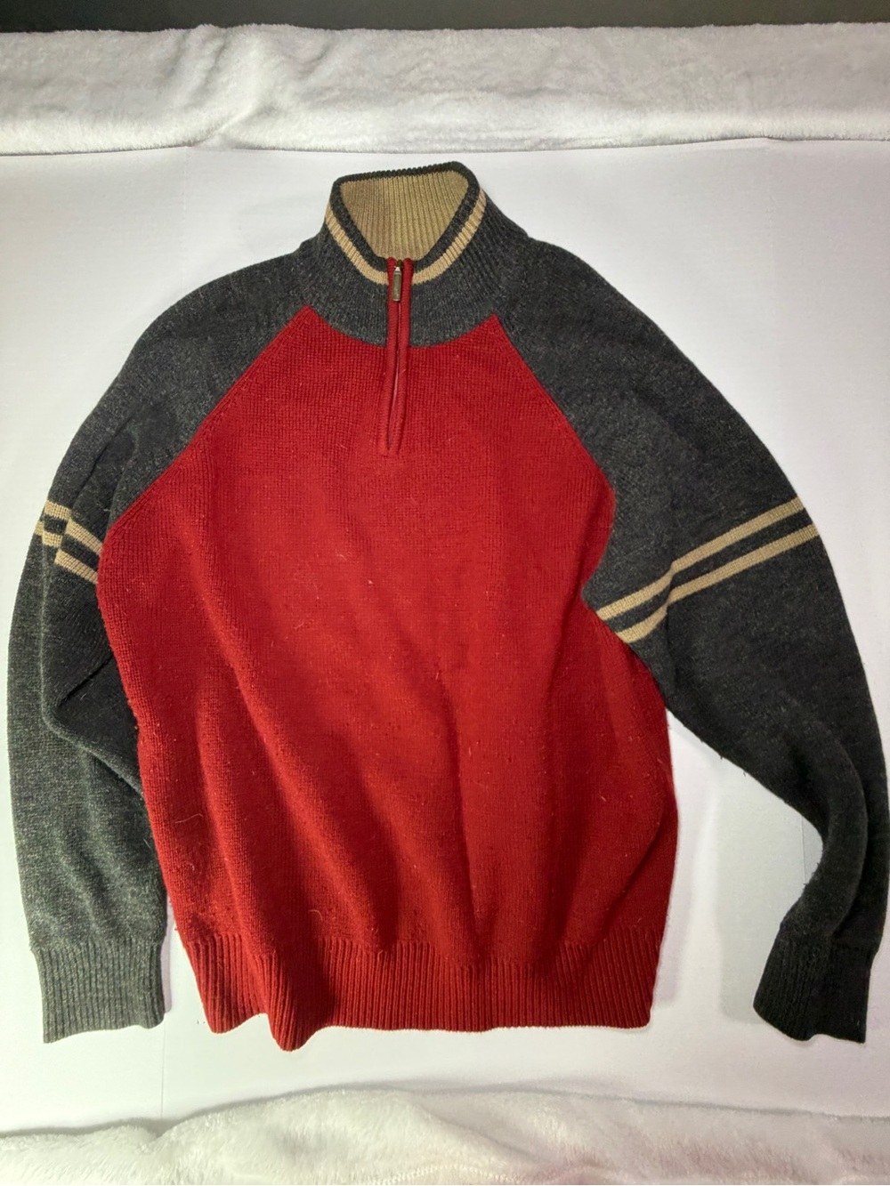 Vintage 90’s Arizona Jean Company Red and Charcoal quarter-Zip Sweater